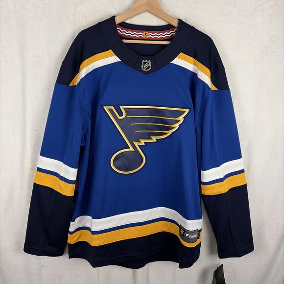 St Louis Blues NHL Fanatics Breakaway Home Jersey Blue Size Large NWT - Picture 1 of 7